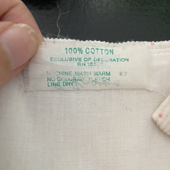 Vintage Tiny Tots Baby Girl Dress 6-12M White Corduroy Dainty Pink Flowers Lace - Picture 7 of 9